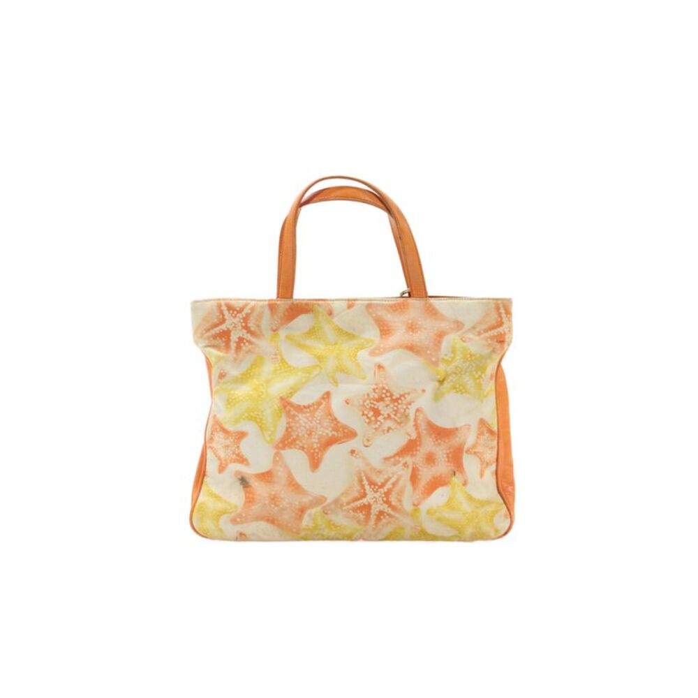 St. John Womens Starfish Print Snap Closure Top Handle Handbag Orange
